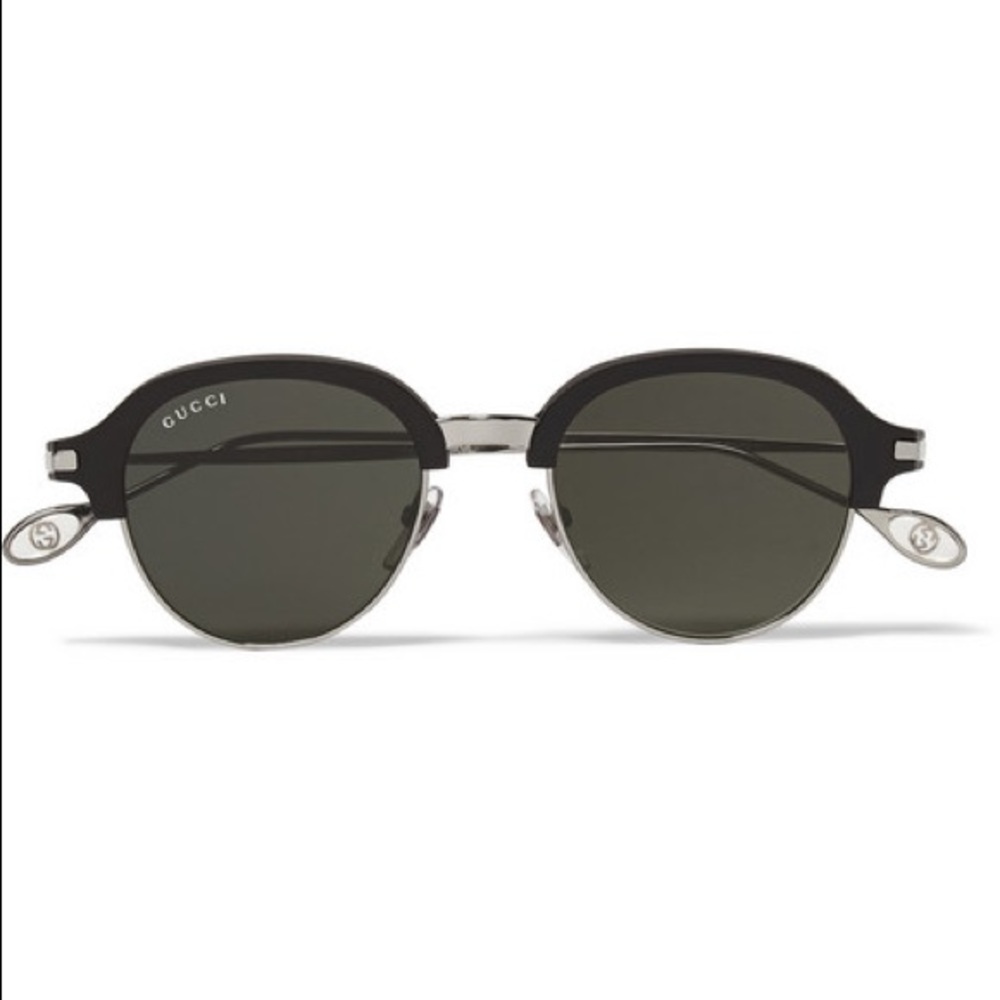 GUCCI ROUND-FRAME METAL AND ACETATE SUNGLASSES